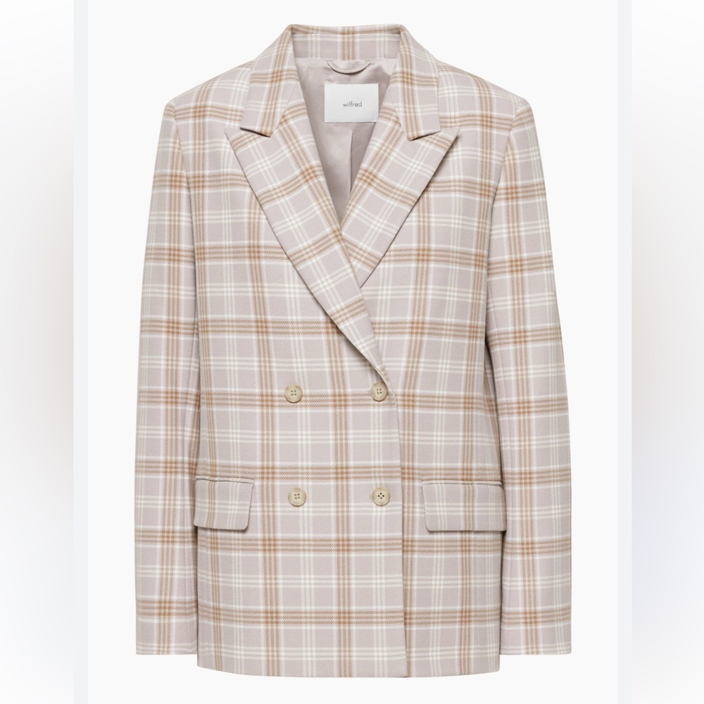 Wilfred Aritzia Destiny Plaid Double-Breasted Blazer